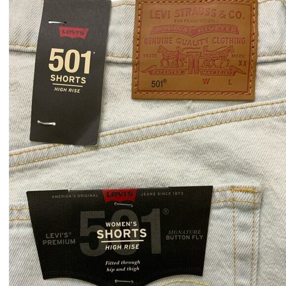 Levis Premium Jeans Short Womens 32 High Rise Button Fly Summer Sexy Denim NWT - Picture 8 of 12